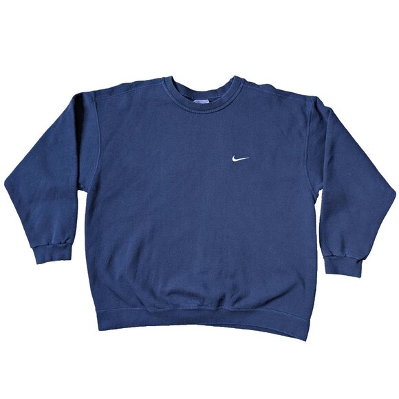 Vintage Nike Sweatshirt Mens XL Navy Blue USA Made Long Sleeve Pullover Swoosh - Picture 1 of 5